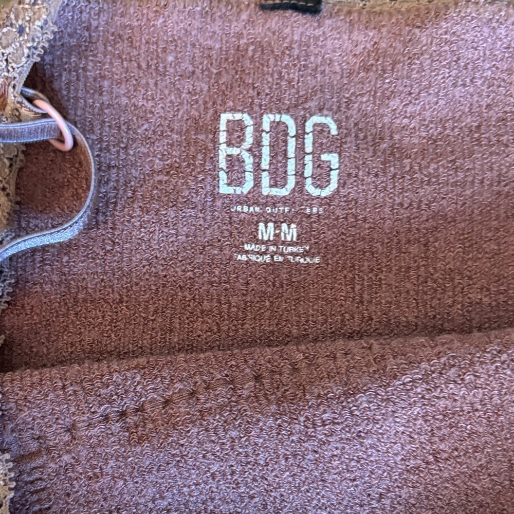 Urban outfitters Brown Tank Top W Lace Detail 🤩with Denim Shorts - Picture 7 of 8